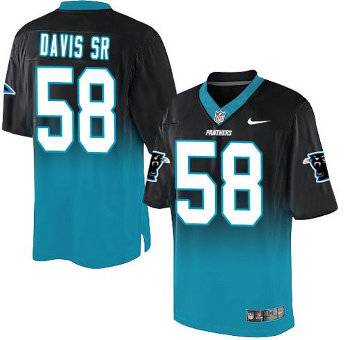 Nike Panthers #58 Thomas Davis Sr Black/Blue Men's Stitched NFL Elite Fadeaway Fashion Jersey - Click Image to Close